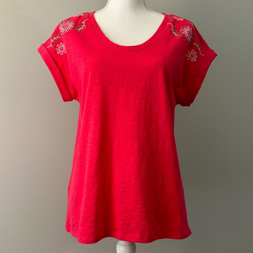 Talbots Blouse With Embroidered Shoulders